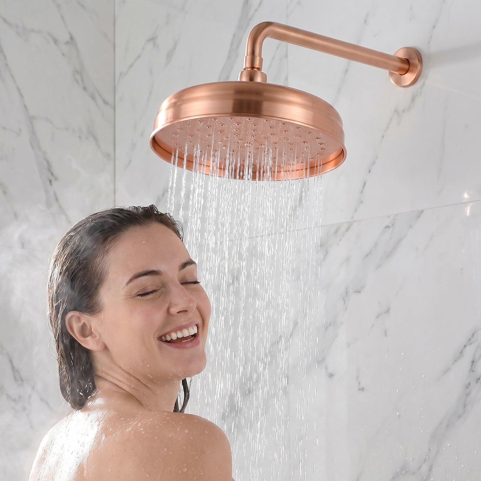 UKCOCO Cabezal Ducha Exterior de Cobre Boquilla de Baño de Cobre y Rociador de Ducha de Baño, Instalación Simple y Diseño Moderno para Uso en Washroom