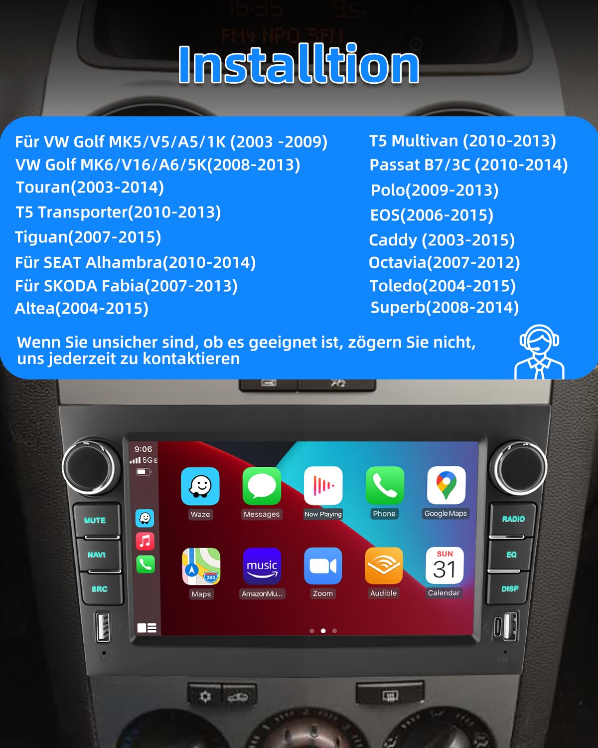 ESSGOO 4+64G Wireless Autoradio Android 14 mit Carplay und Android Auto Für Opel Corsa C/D Zafira B Astra G H 7 Zoll IPS Touchscreen Bluetooth FM RDS GPS Schwarz