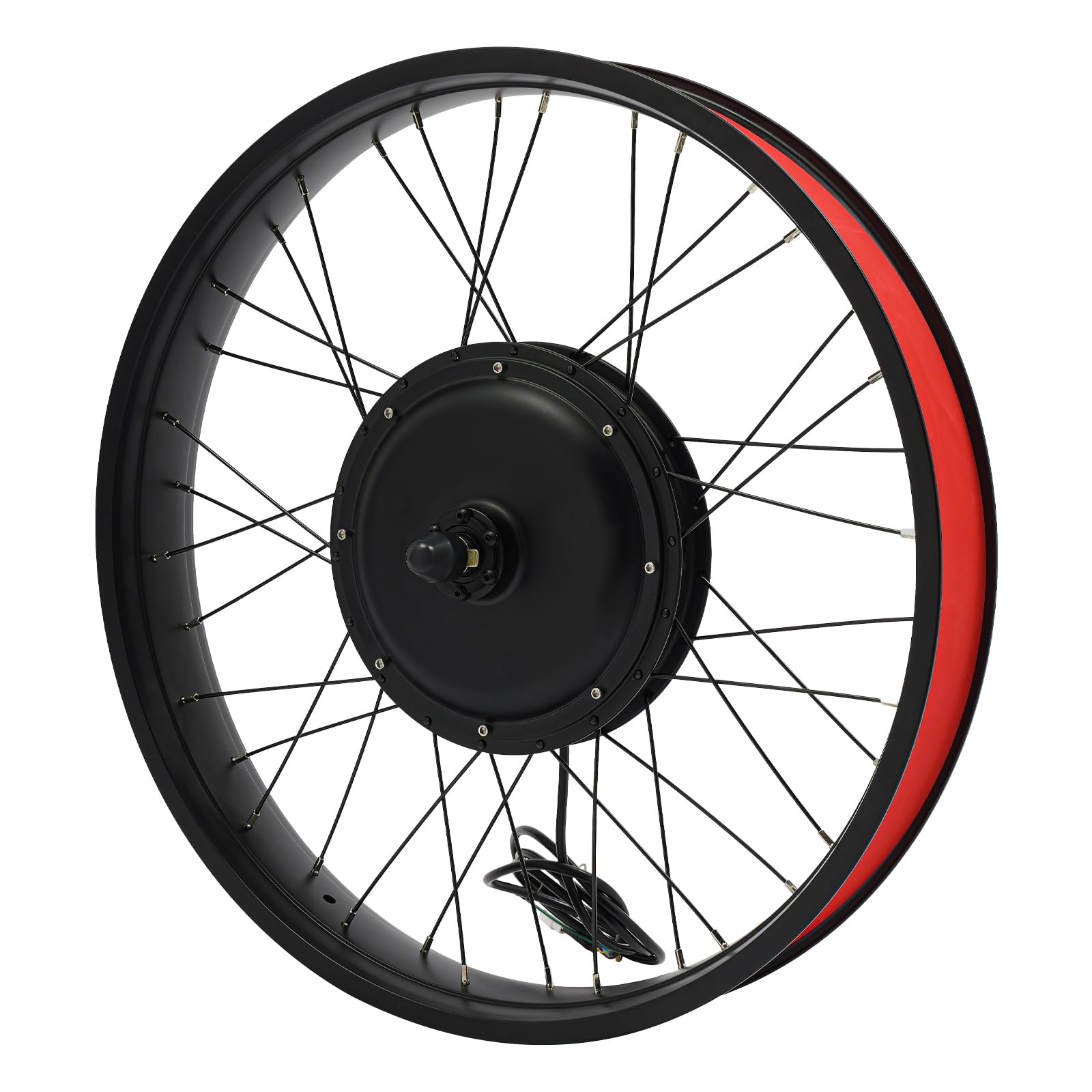 26" 48V 1500W E-Bike Front Wheel Conversion Kit, Electric Bicycle Fat Snow Tire Motor Conversion Kit Brushless Gearless Rear Wheel Hub Motor with LCD