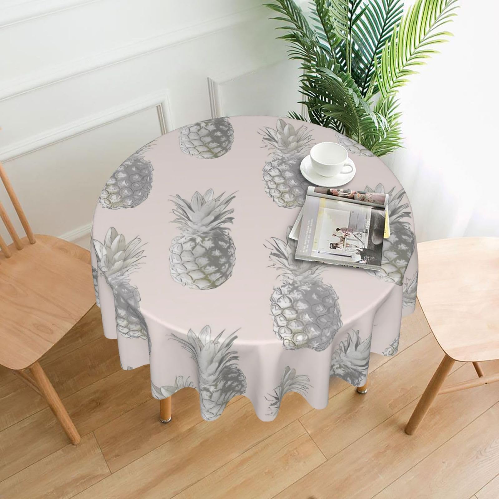 YYHWHJDE Lovely Pineapple Prints Round Decorative Tablecloth 60in – Elevate Your Dining Space with this Elegant Throw for Everyday Charm & Special Occasions
