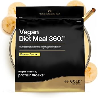 Protein Works Vegan Diet Meal 360 - Gold Banana Smooth 500 g Vegan Protein Meal Replacement Shake Slimming Shake Supports Healthy Weight Loss Full Nutrition Omega 3