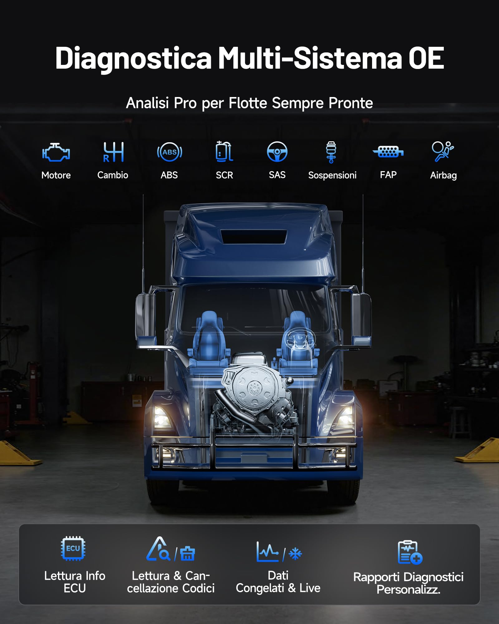 TOPDON ArtiDiag HD Scanner diagnostico camion, Strumento di Diagnostica per camion pesanti & Strumento di Scansione Diesel, 10 Servizi tra cui Rigenerazione DPF, Limitatore di Velocità, OBD/EOBD HD