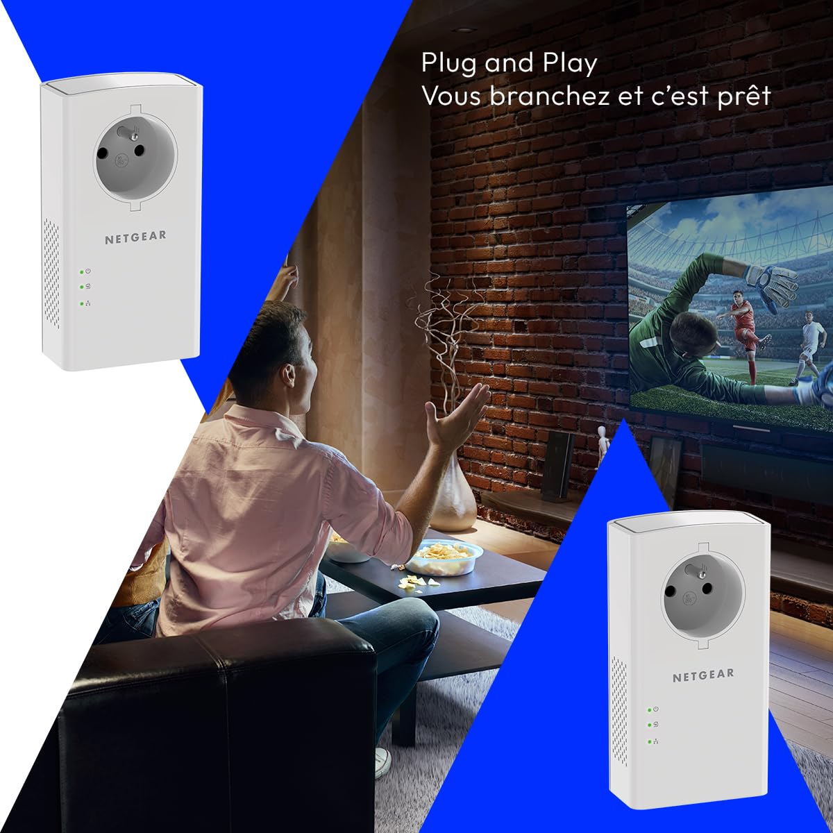 NETGEAR PLP2000-100FRS, CPL 2000 Mbps avec 2 Ports Ethernet, Prise CPL Fibre idéal pour Avoir Internet Partout dans la Maison et Profiter du Service Multi-TV, Compatible avec Toutes Les Box Internet