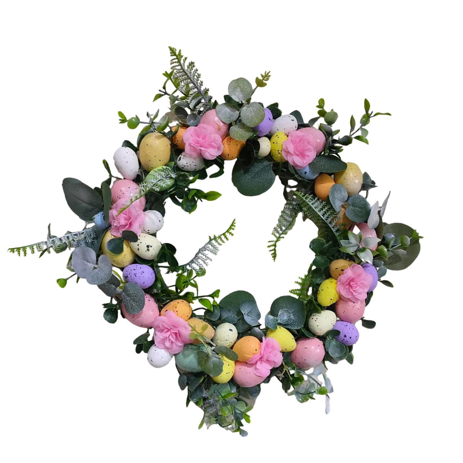 PIXZCSA Easter Egg Wreath Artificial Easter Wreaths Expressive Wreath Style Inviting Festive Energy Into Living Area Front Door Artificial Flowers Door, Style B