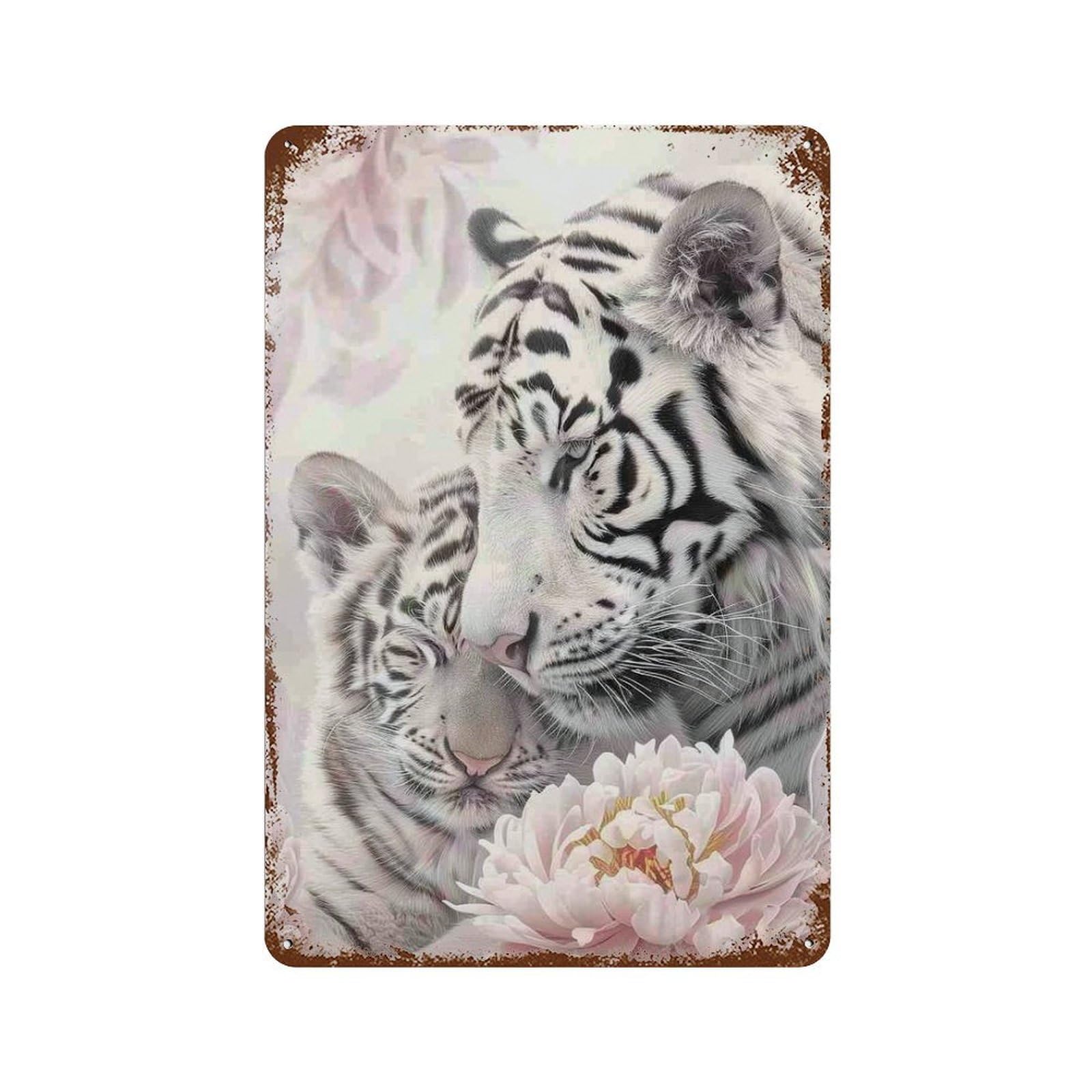 HDURYEYRYY Mother Tiger’s Warm Embrace 04 Wall Retro Iron Vintage Art Metal Tin Sign Poster Modern Home Cofffee Club Art Bar Shop Decor Style 30x20cm