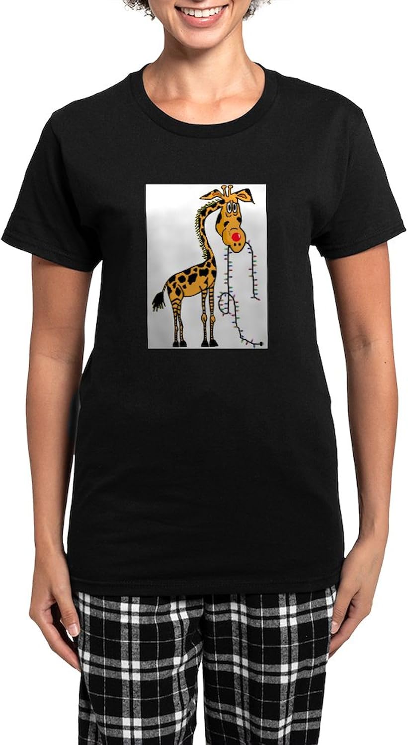 CafePress Christmas Giraffe Women's Dark Pajamas Womens Novelty PJ Sleepwear