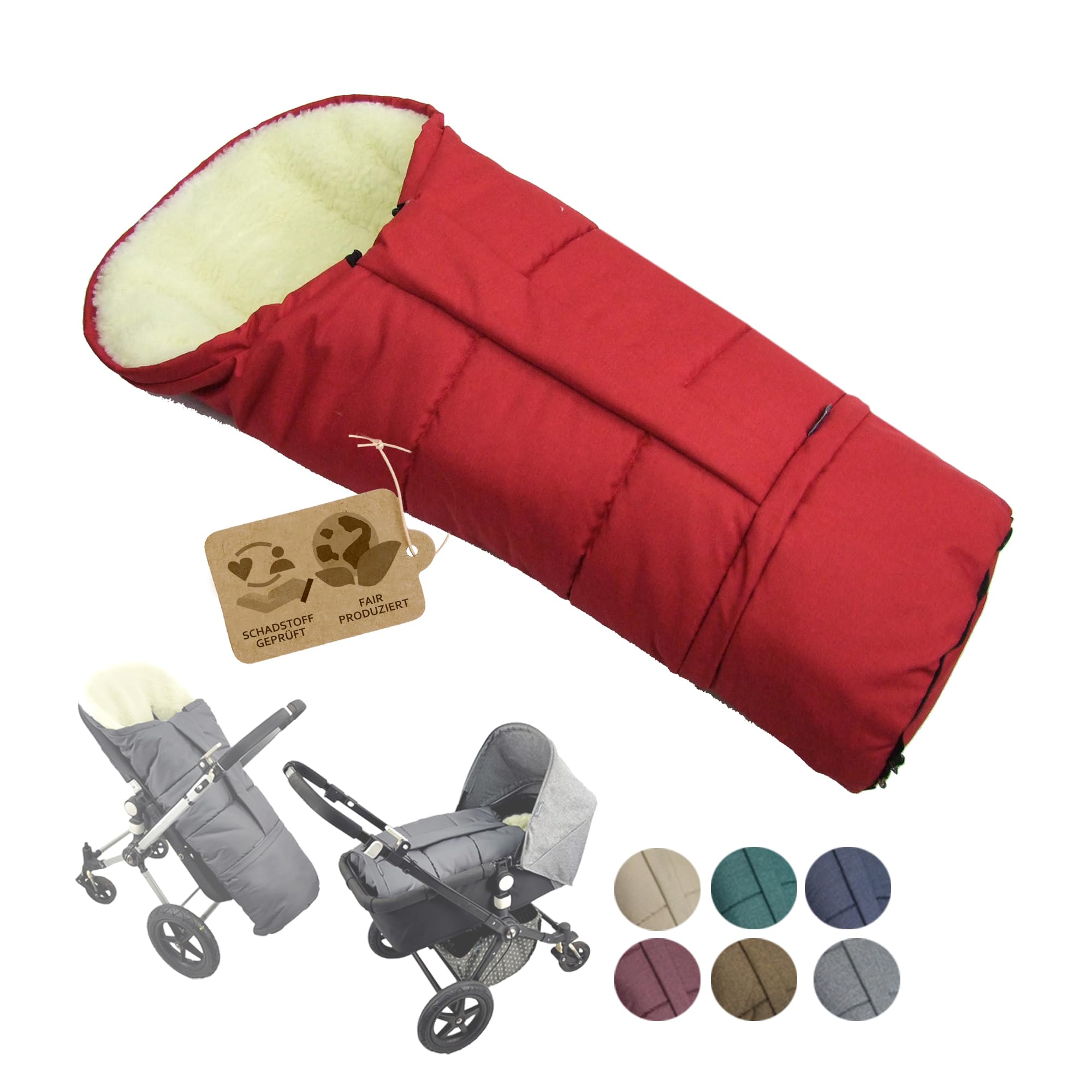 Chancelière d'hiver pour poussette - Gigoteuse universelle en forme de momie avec laine d'agneau - Taille réglable et chaude - Avec fermeture éclair - Lavable (rouge chiné)