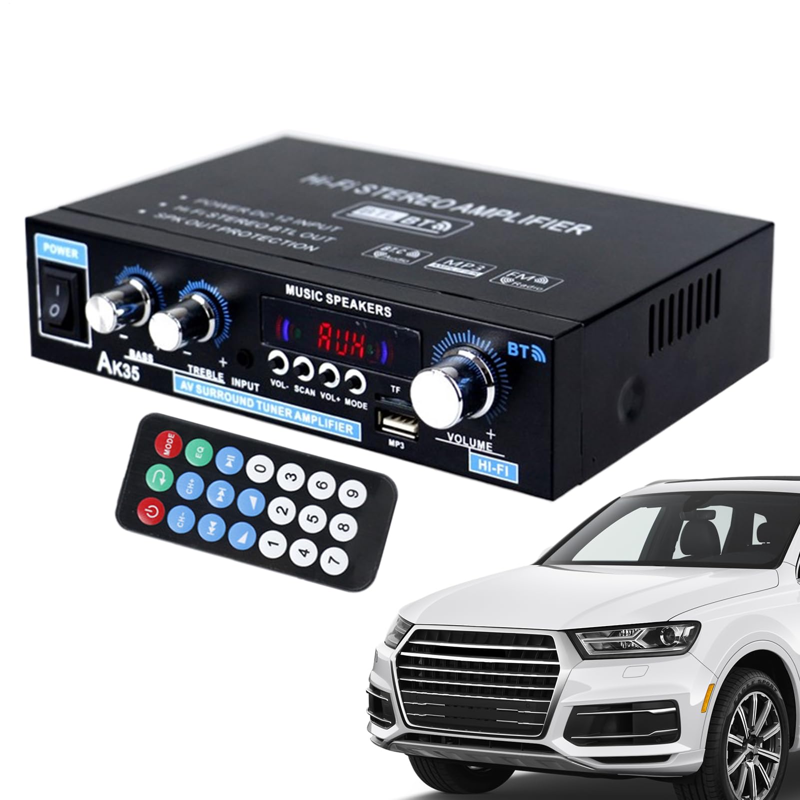 Wzmacniacz Domowy Amplifikator AV Stereo | Odtwarzacz Bezprzewodowy Z Trybami Surround Do Radia Mikrofonu TV Rozrywki Domowej Karaoke W Pomieszczeniach