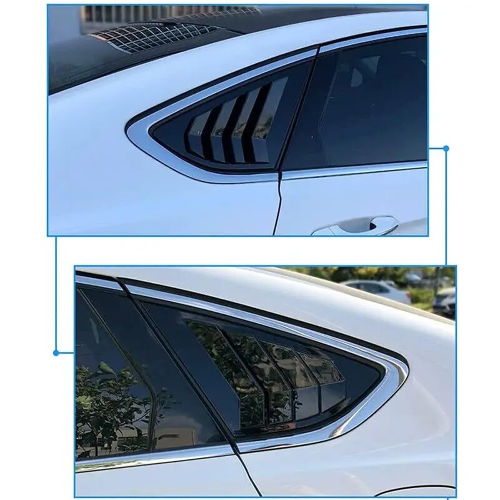 Zaluzje do okien bocznych Pasuje do Forda Mondeo Fusion Sedan 2013-2018, osłony tylnej szyby, bocznej żaluzji, naklejki ozdobnej, wlotu powietrza ABS Osłonę bocznej żaluzji samochodu(Carbon)