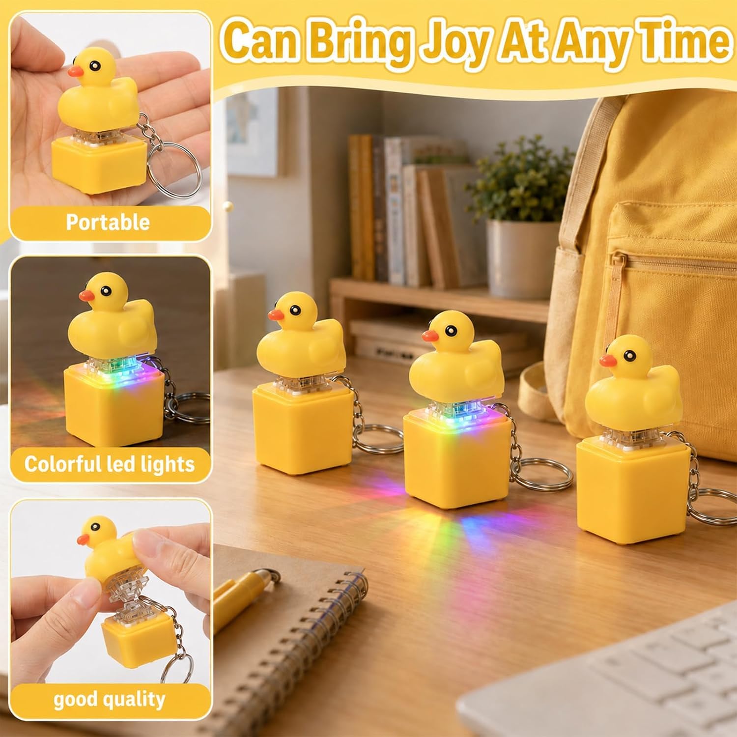 6 Pcs Duck Bound Button Keychain Anxiety Stress Relief Finger Clicker image 3