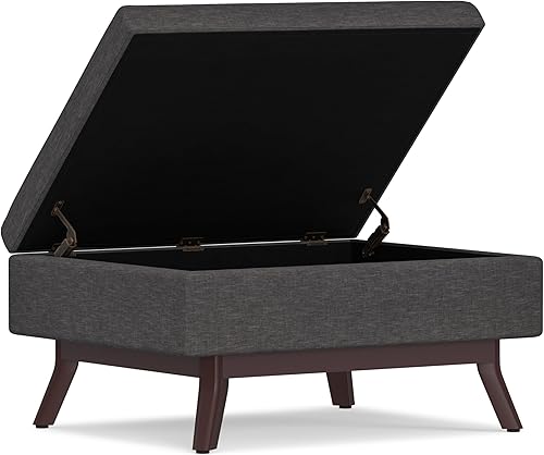 Miniatura 161 de SIMPLIHOME Owen - Bandeja rectangular moderna de mediados de siglo de 34 pulgadas de ancho, otomana pequeña para almacenamiento de mesa auxiliar, en