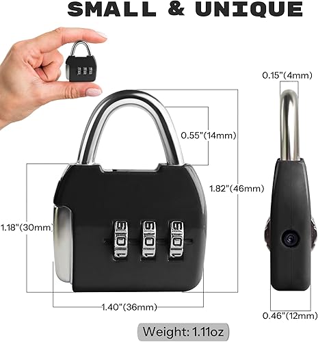 Miniatura 2 de Cerradura de combinación pequeña, candado de combinación de 3 dígitos, cerraduras de equipaje de viaje, cerradura combinada con código para maleta,