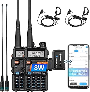 BaoFeng UV-5R 8W High Power Ham Radio with Wireless Programmer,TIDRADIO 771 Antenna & USB Charging Dual Band Two Way Radio Ham Radio Handheld