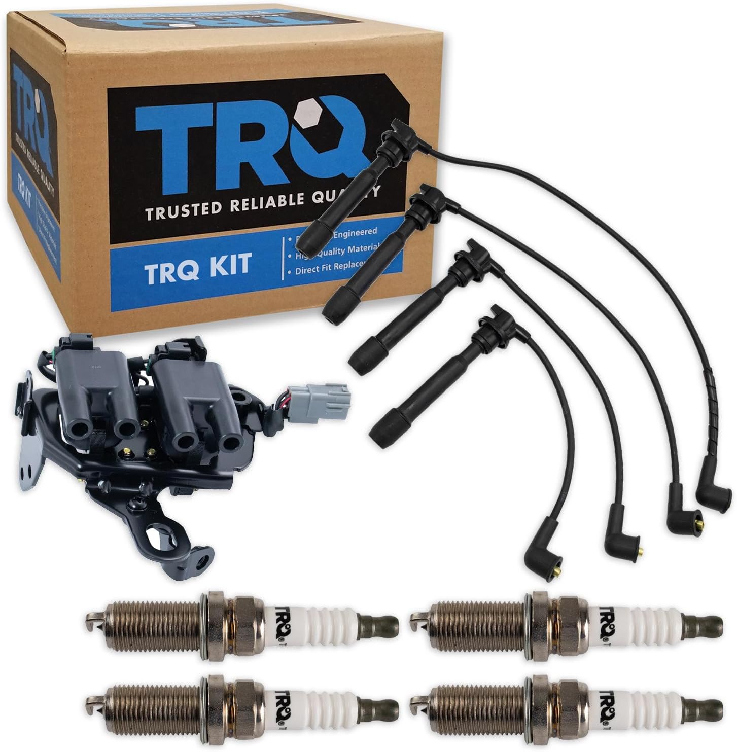 TRQ Ignition Coil and Spark Plug Kit 6 Piece Iridium Spark Plugs Compatible with 2008-2010 Kia Sportage