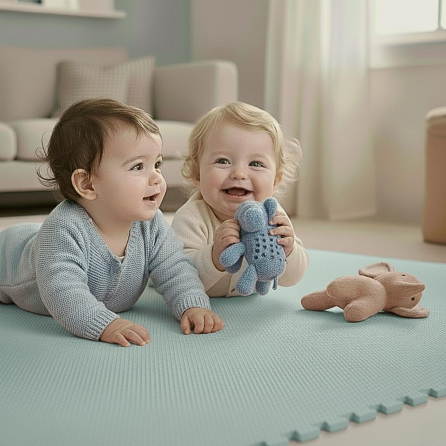 LittleTom 18 Piezas Alfombra Bebé Desde el Primer Mes - 30x30 Colchoneta de Espuma EVA Acolchada - Superficie Puzzle Antideslizante para Niños Pequeños - Suelo Protector para la Habitación Infantil