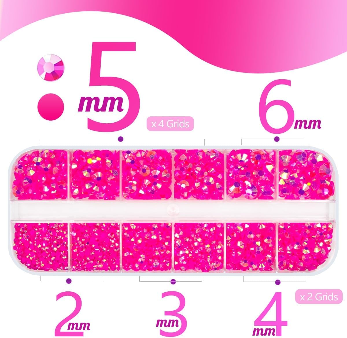 Hot Pink AB Resin Rhinestones w B7000 Jewelry Glue for Bedazzling Crafting 2mm 3mm 4mm 5mm 6mm Rose Pink Flatback Jelly Stones SS10 SS16 SS20 SS30 Diamonds Gems for Nails Makeup Tumblers Crafts - Image 3