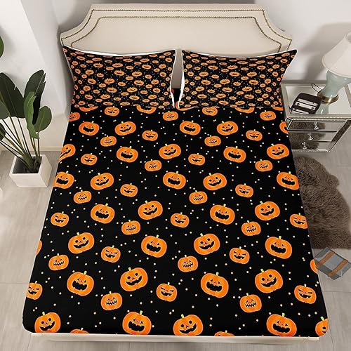 Vista 152 de Juego de sábanas bajeras con bonito diseño de gato negro para niños y niñas, diseño de dibujos animados de Halloween, gato, animales, sábanas