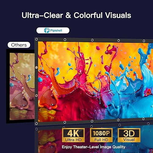 Miniatura 2 de Pipishell Pantalla de proyector mejorada de múltiples capas de 120 pulgadas, pantalla de cine 4K UHD 169 para exteriores, plegable y lavable a mano,