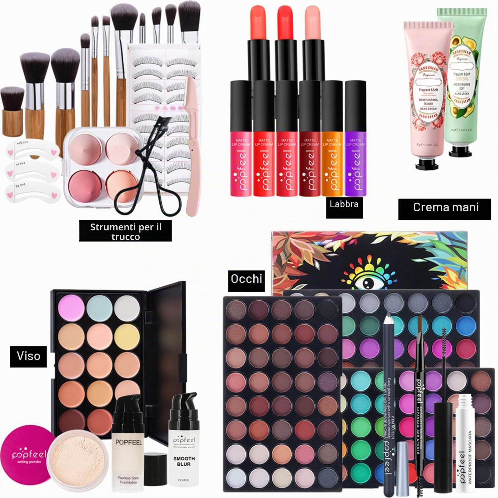FantasyDay Calendario dell'Avvento 2025 Beauty, Kit di Bellezza Cosmetici Kit per Occhi, Viso e Labbra - Set di Trucchi con Correttore, Rossetti, Lucidalabbra, Palette Ombretti, Mascara, Trousse, Fard