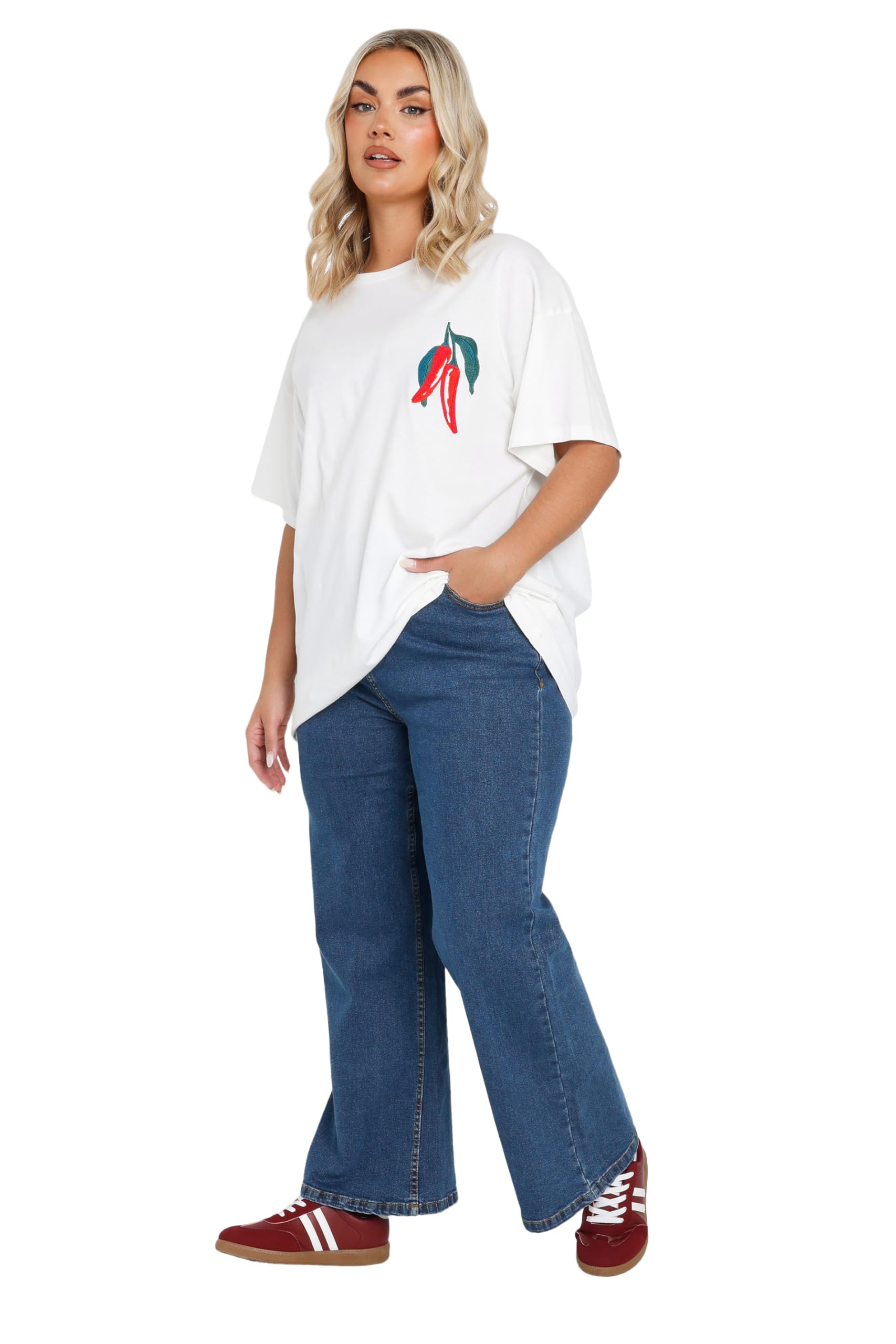 Yours Women's Blue Wide Leg Denim Jeans In | Size: 14