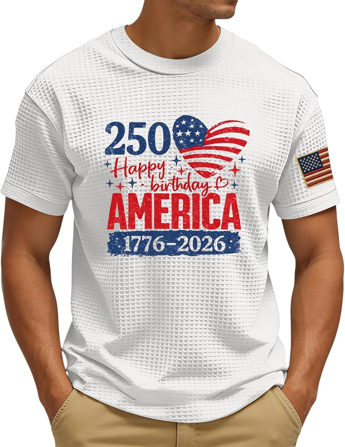 RTRDE Men's America Shirt Short Sleeve USA Flag Print Athletic Workout Patriotic Shirts, S-3XL
