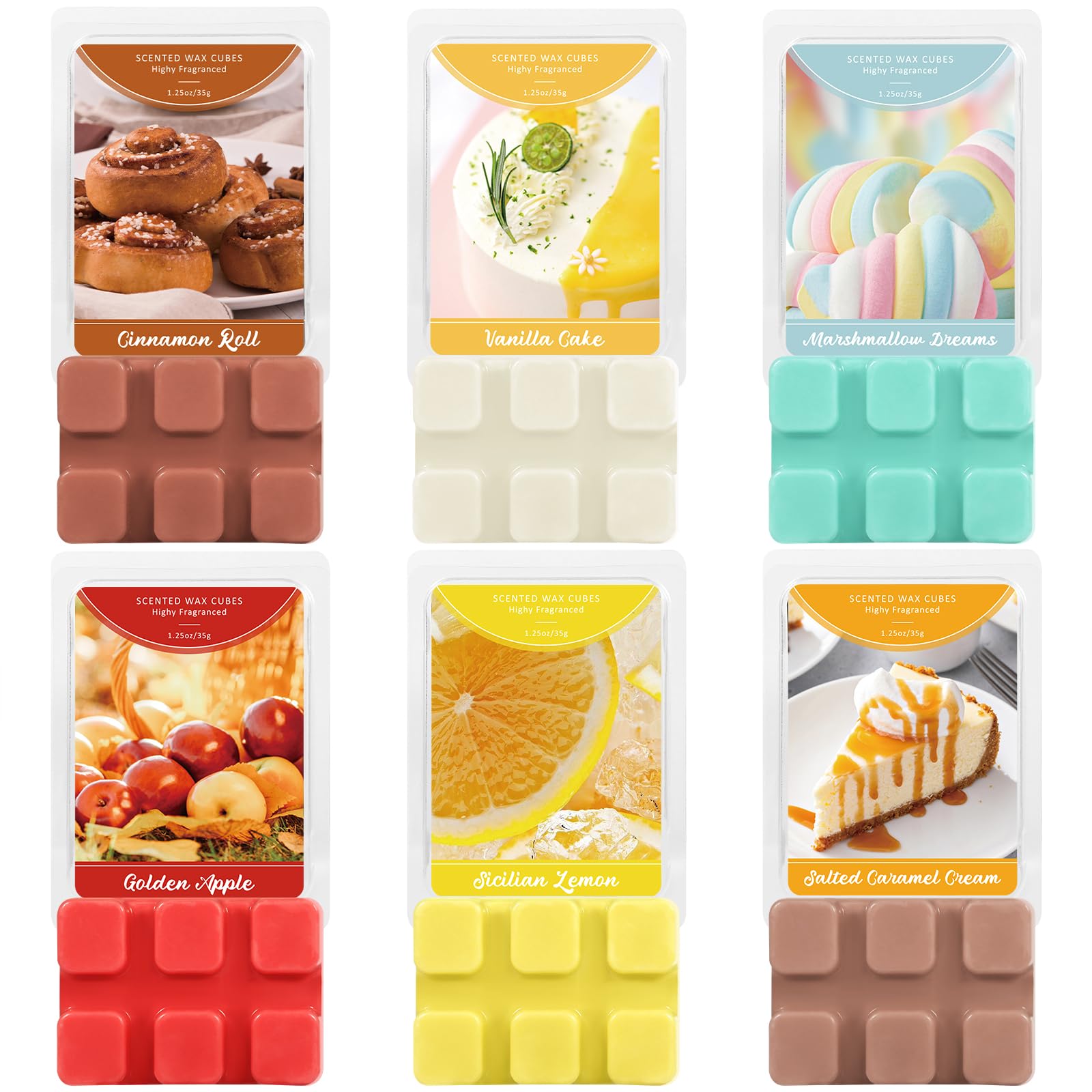 DERDUFT Wax Melts 6 Pack, Scented Wax Melts, Wax Cubes, Scented Soy Wax for Wax Warmer Mlet for Home Fragrance