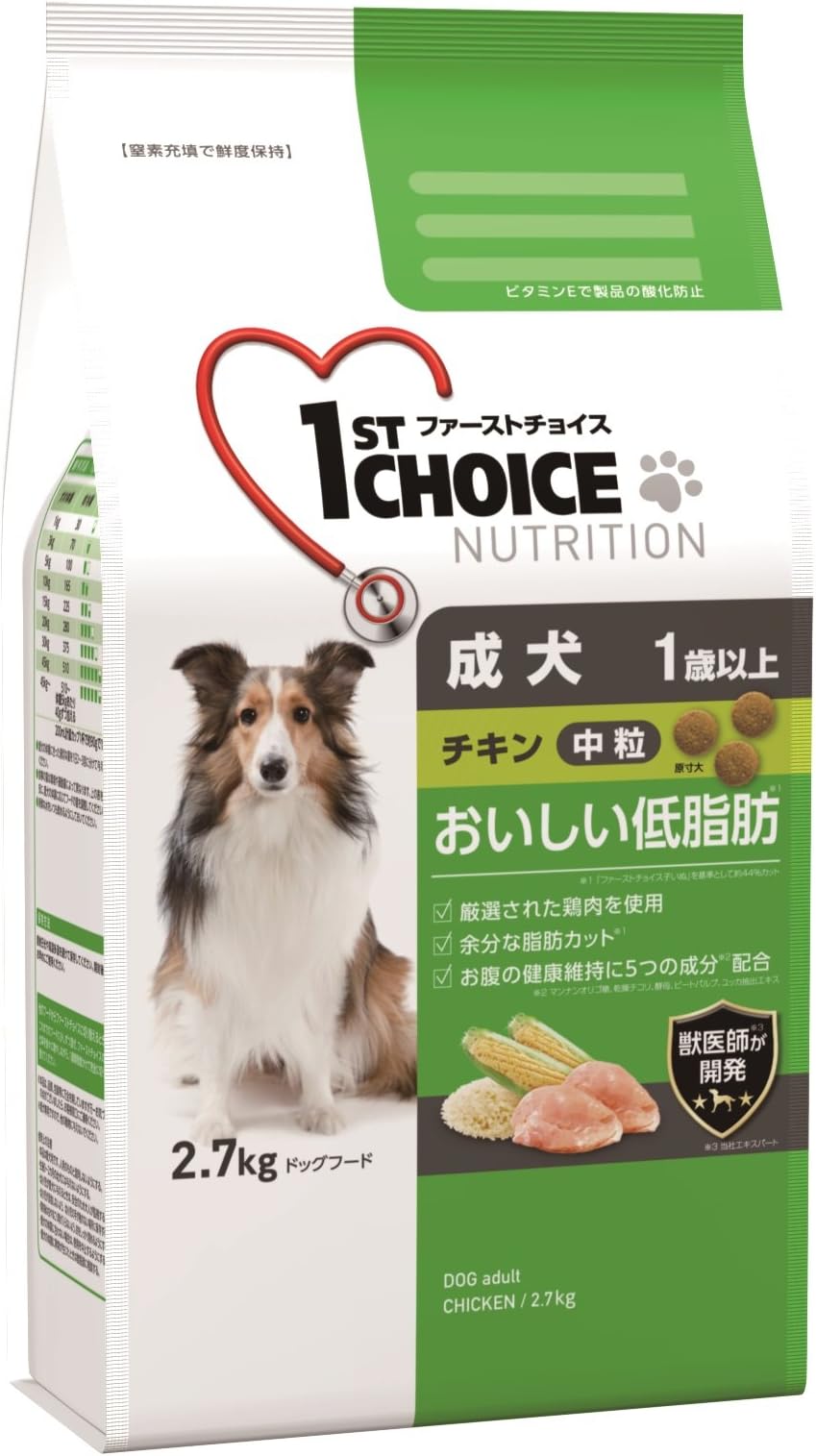 Amazon.co.jp ファーストチョイス ドッグフード 成犬 1歳以上 中粒 チキン 2.7kg ペット用品