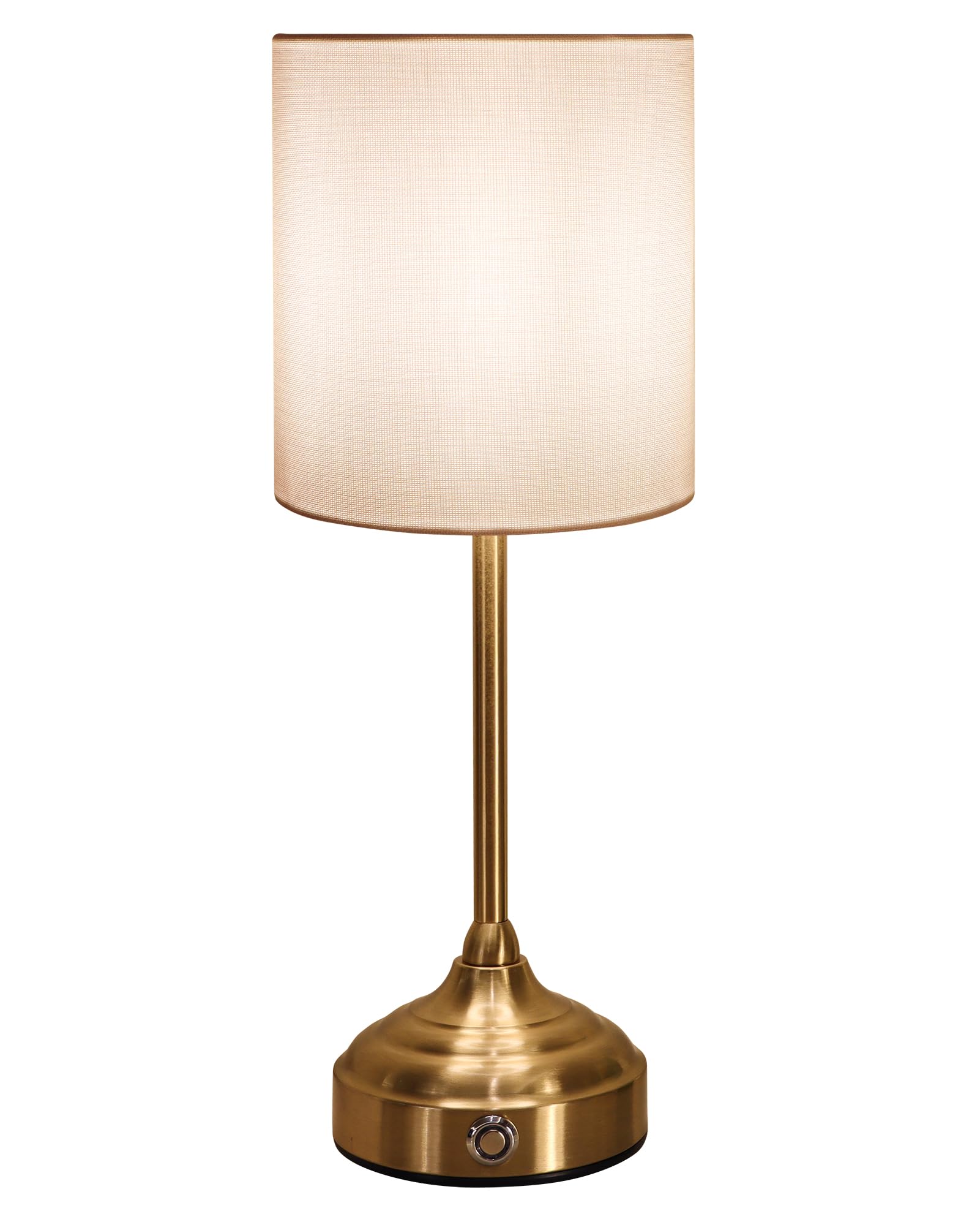 Aiscool Cordless LED Table Lamp with Dimmer, Built-in 5200mAh Rechargeable Battery, 3-Level Brightness, Touch Bedside Table Lamp for Bedroom, Night Lamp for Living Room, Fabric Shade, Gold