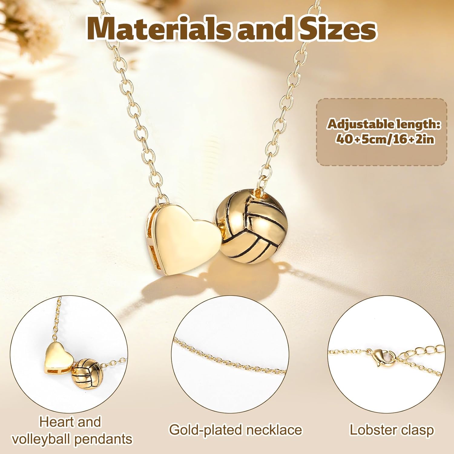 Sports Necklace for Women, Adjustable Gold Heart Pendant Necklace for Sports Lovers Fans Teams Jewelry Gift - Image 2