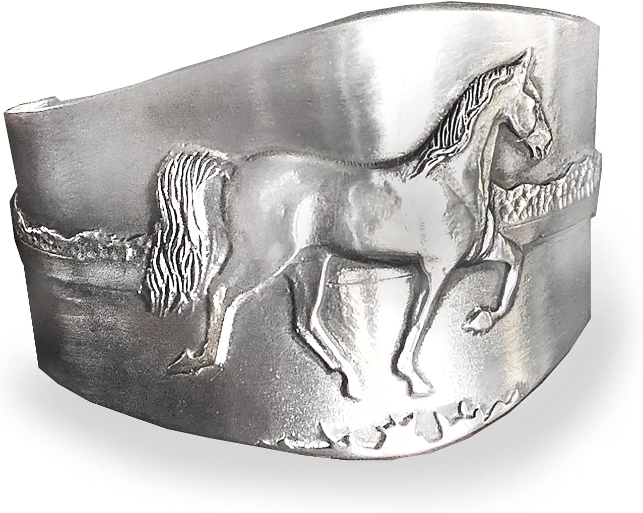 Horse bracelet, Tennessee Walking Horse in natural gait cuff in pewter