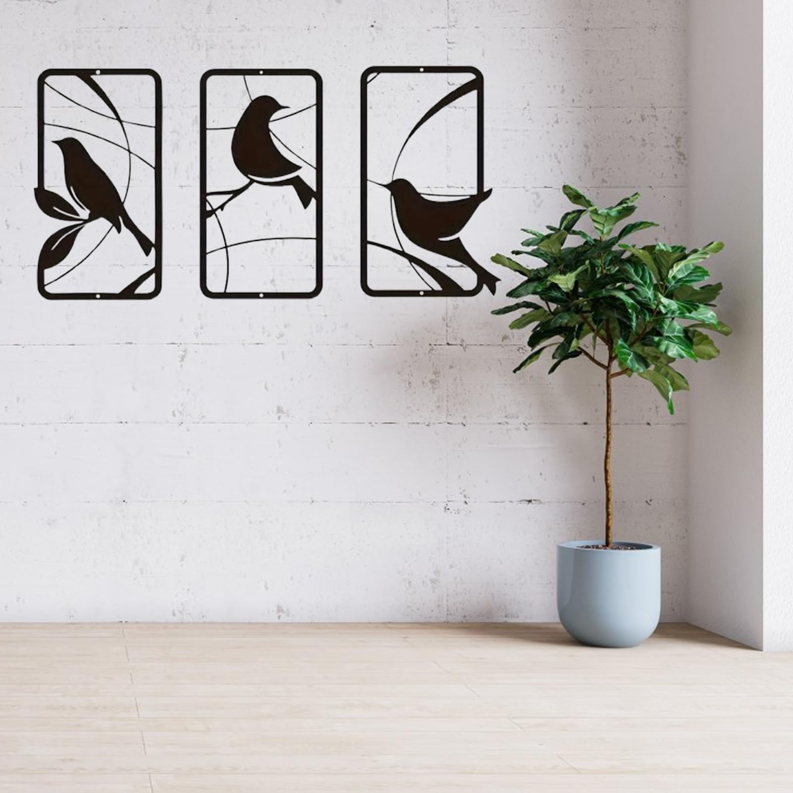 Decorazione artistica da parete in metallo, 3 pezzi, scultura decorativa, decorazione da parete nera per cucina, patio, soggiorno, camera da letto, bagno, decorazione unica per la casa con motivo di