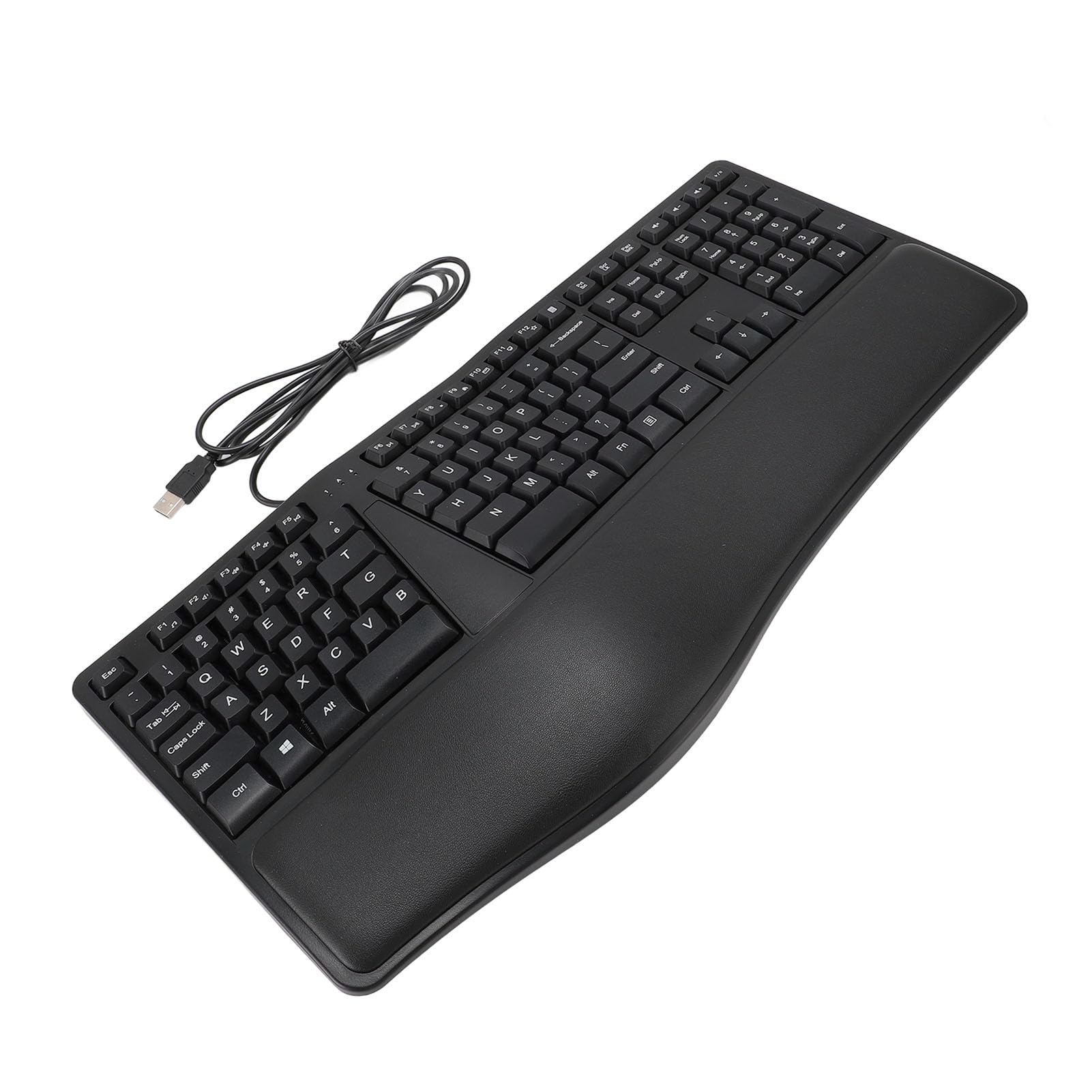 Haofy Tastiera Cablata USB Comoda Ergonomica con Riposo Palmo e Design Diviso Digitazione Efficiente