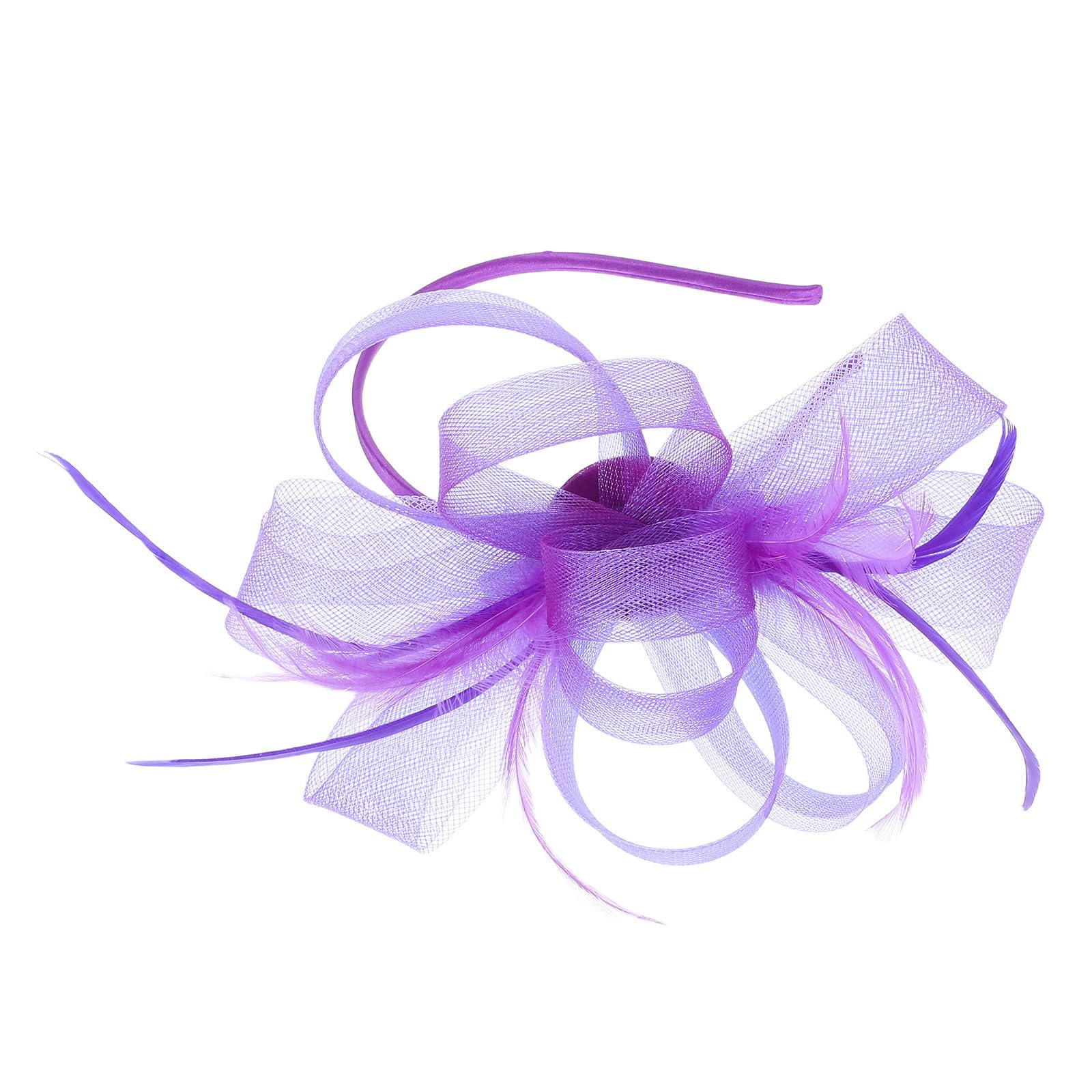 Sewroro 5 Juegos Diadema Nudo de Lazo y Tocado de Pluma para Mujer, Accesorio Ligero y Elegante para Bodas y Fiestas, Diseño Estilizado y Material Plástico Púrpura