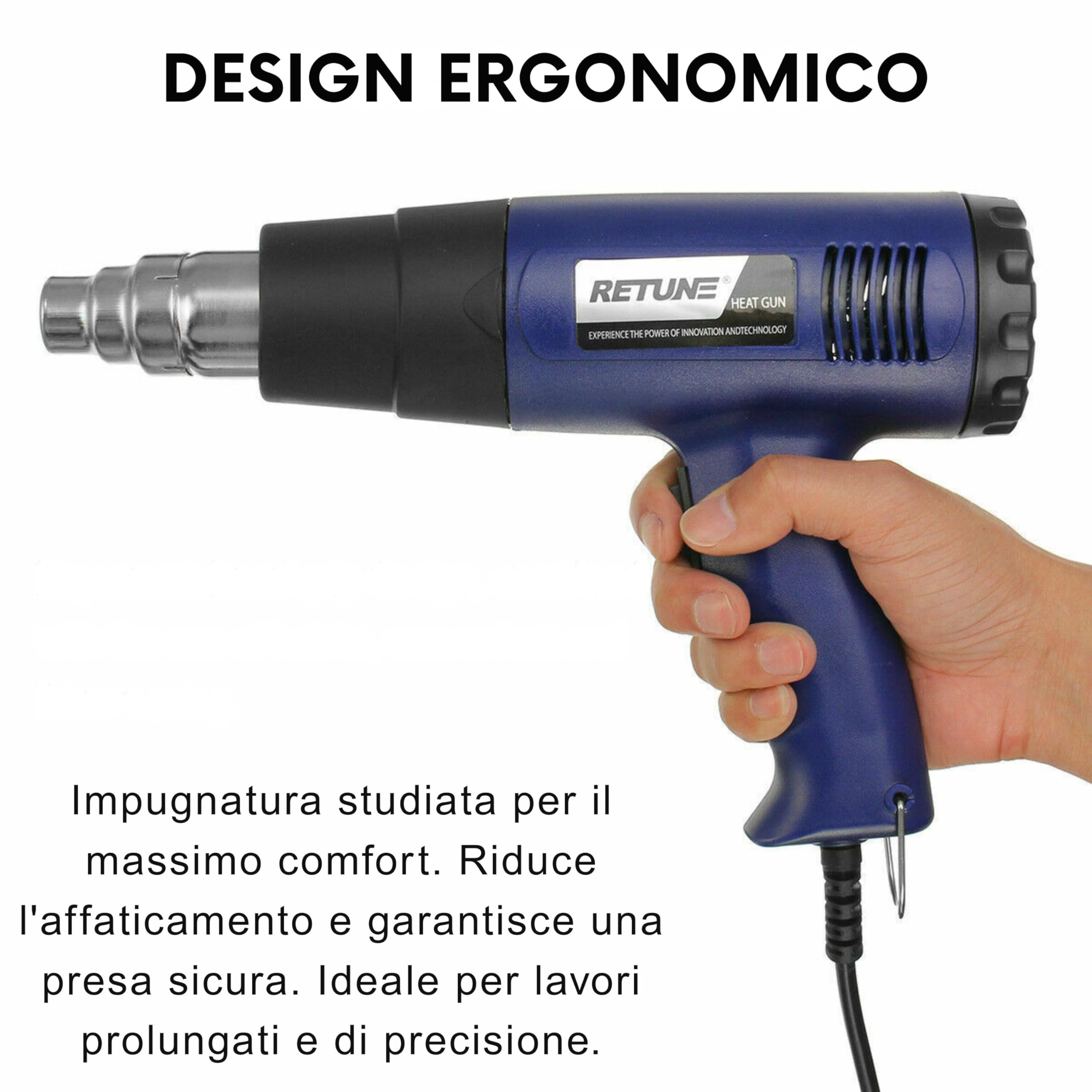 Yasta Pistola Termica Professionale 1800W - Termosoffiatore ad Aria Calda 400°C/600°C con Selettore Doppia Intensità (Min/Max) - Ideale per Cake Design, Lavorazione Isomalto, Sverniciatore Elettrico