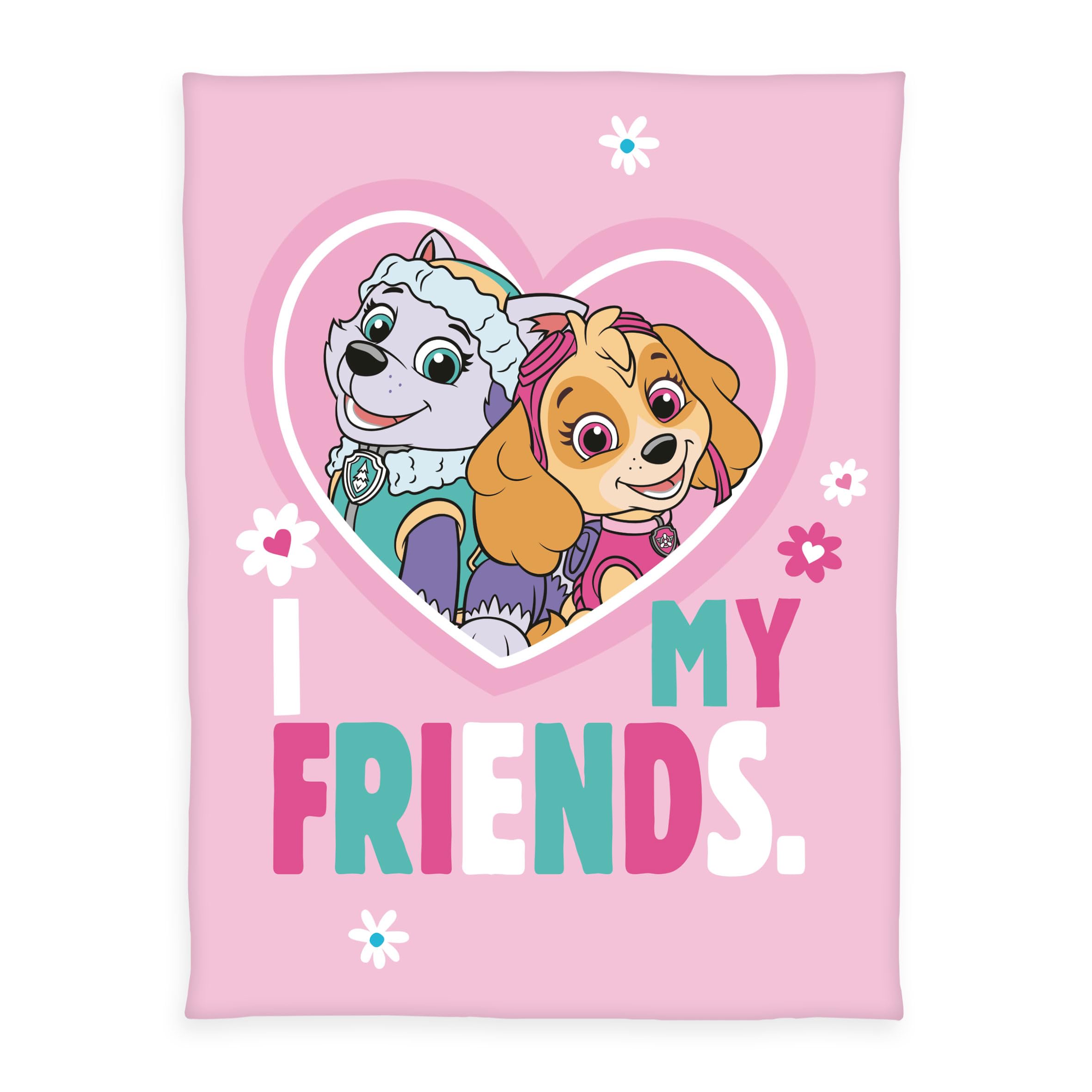 Herding Paw Patrol Fleece Blanket, 130 x 170 cm, Decorative Children's Cuddly Blanket with Colourful Motif, Fluffy, 100% Polyester, Pink