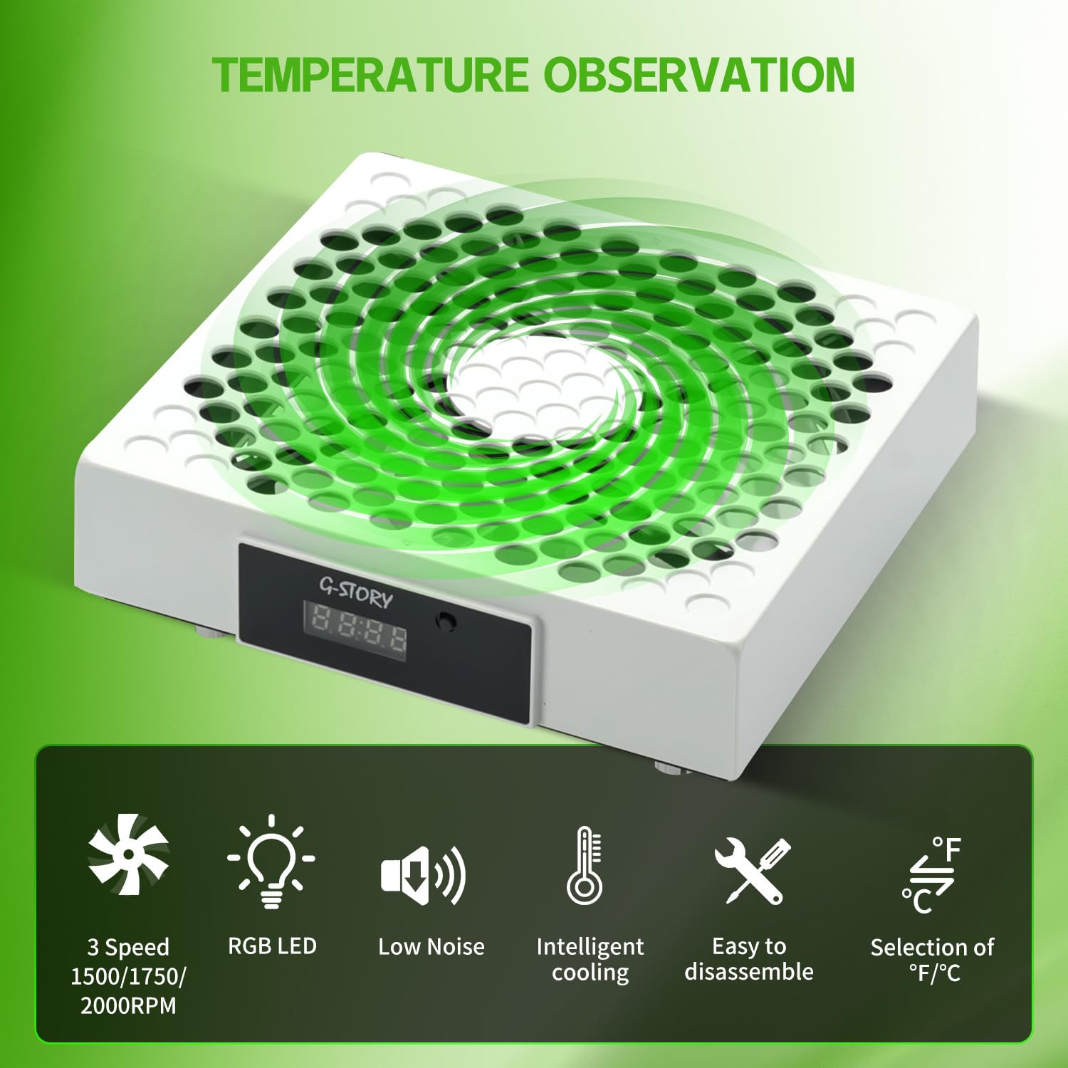 G-STORY Ventola di raffreddamento per Xbox Series X, regolazione automatica della velocità, display della temperatura, bianco
