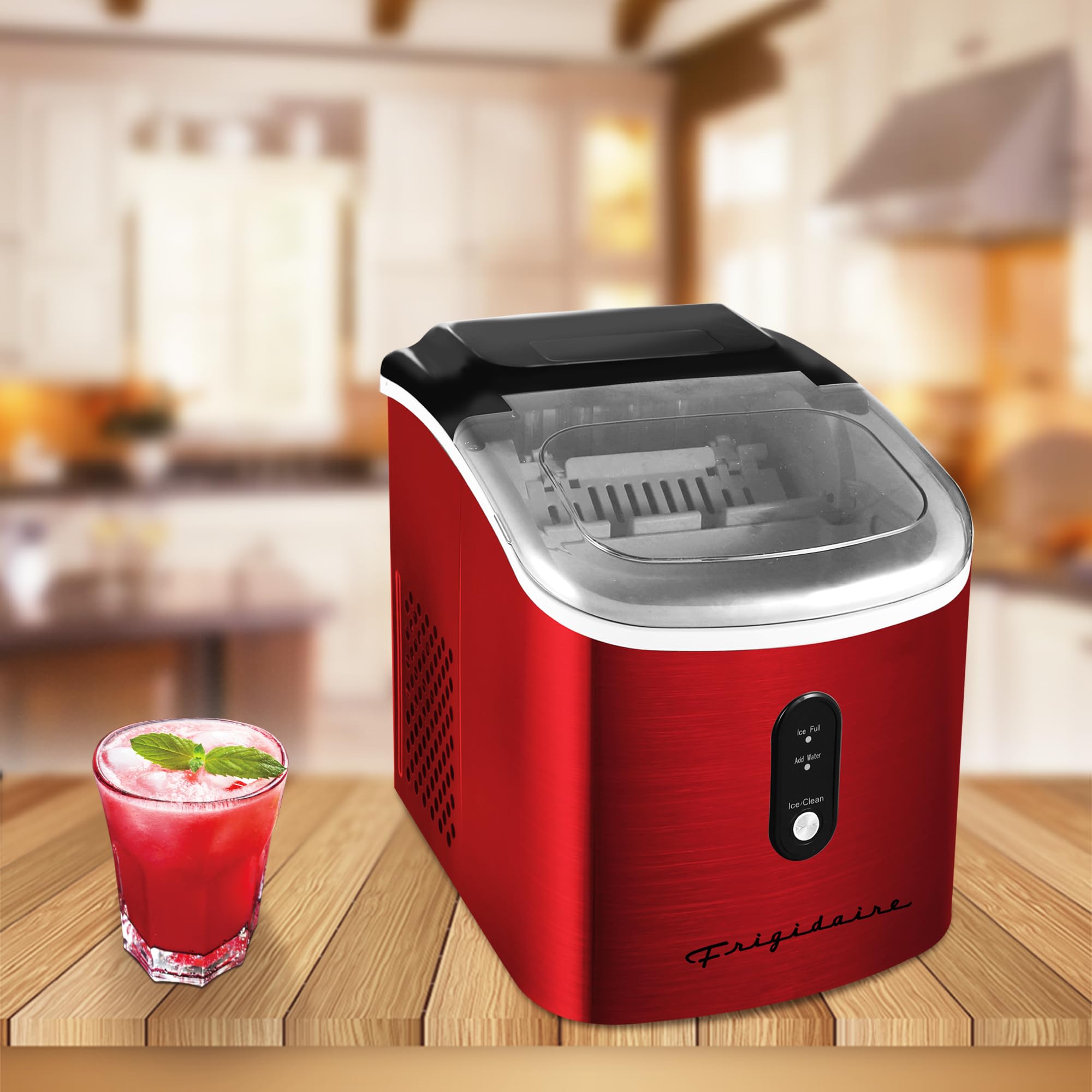 Frigidaire Efic103 Ice Maker Machine Heavy Duty, 26lb Ice Per Day, Red Stainless Steel on Fridge.com - View 2