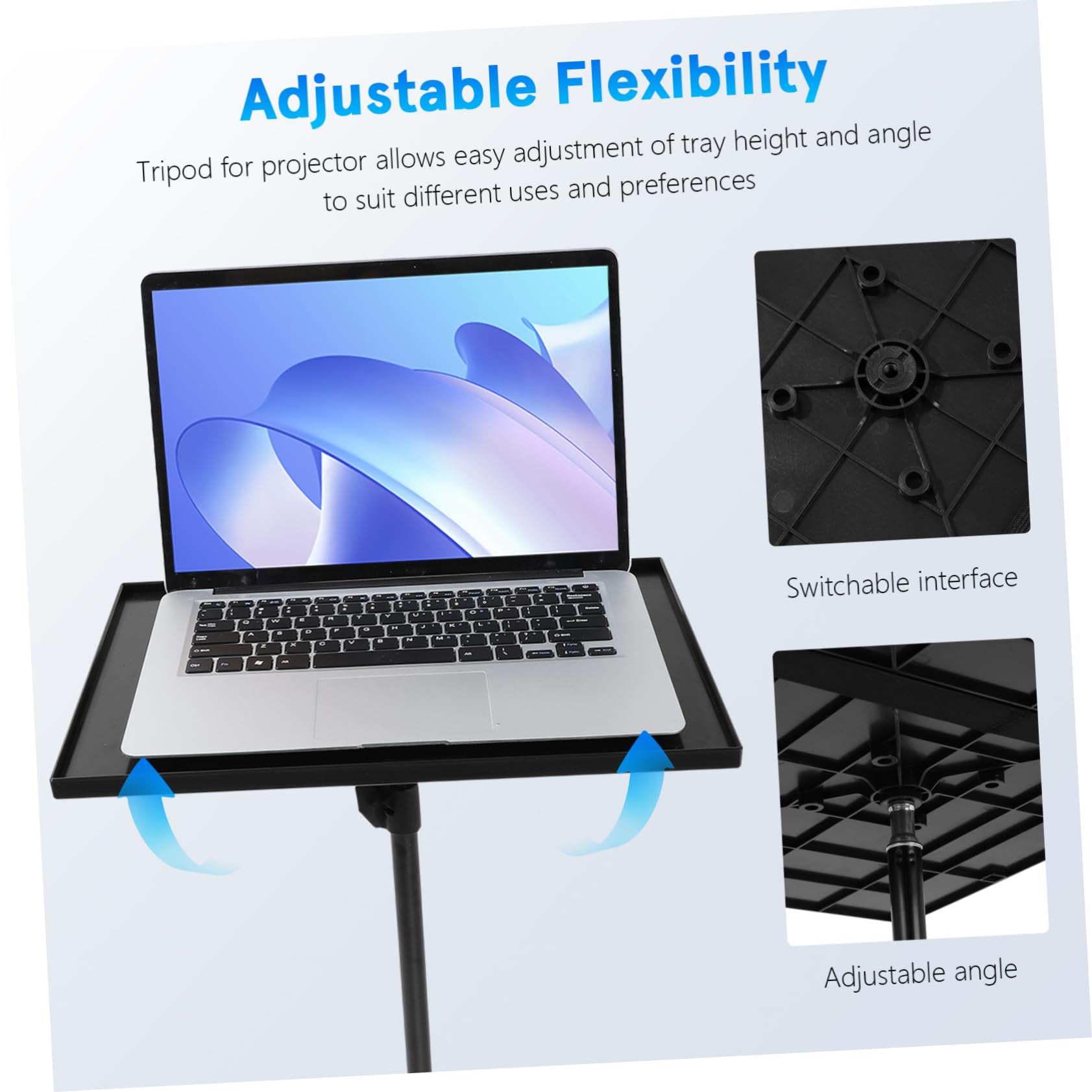 Supporto per Proiettore sul Tavolo Vassoio Piattaforma Regolabile, Treppiede Stabile in Metallo Portatile per Laptop e Dispositivi Multimediali, per Casa, Ufficio, Scuola