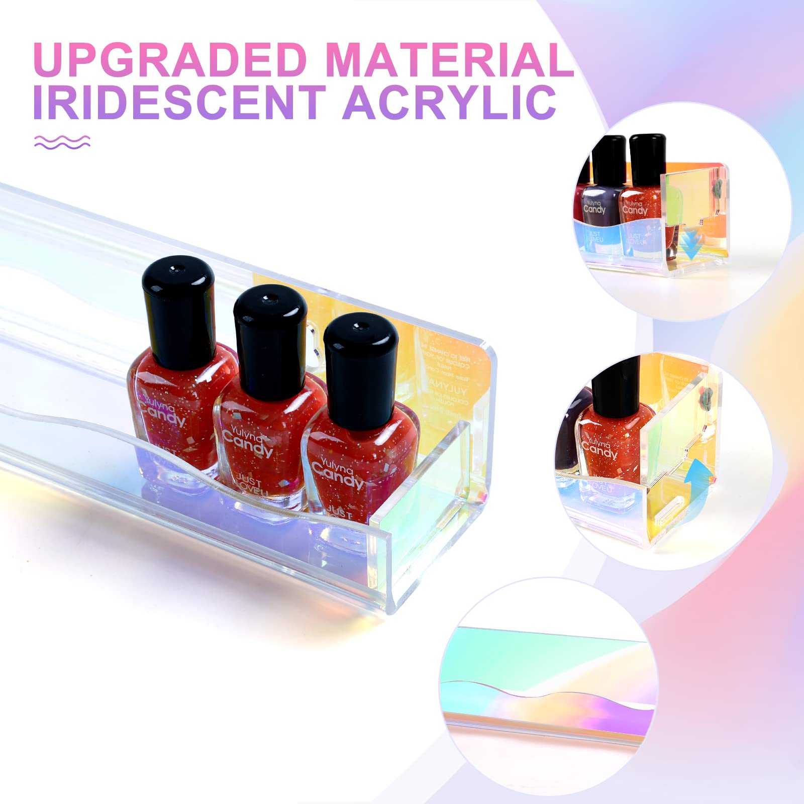 6 Pack Acrylic Wall-Mounted Nail Polish Organizer Shelves