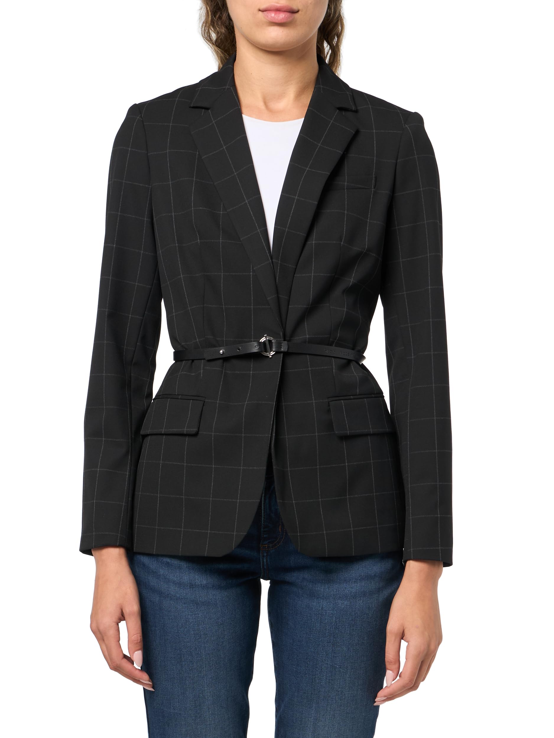 Calvin Klein Womens Blazer with Leather Waist Belt
