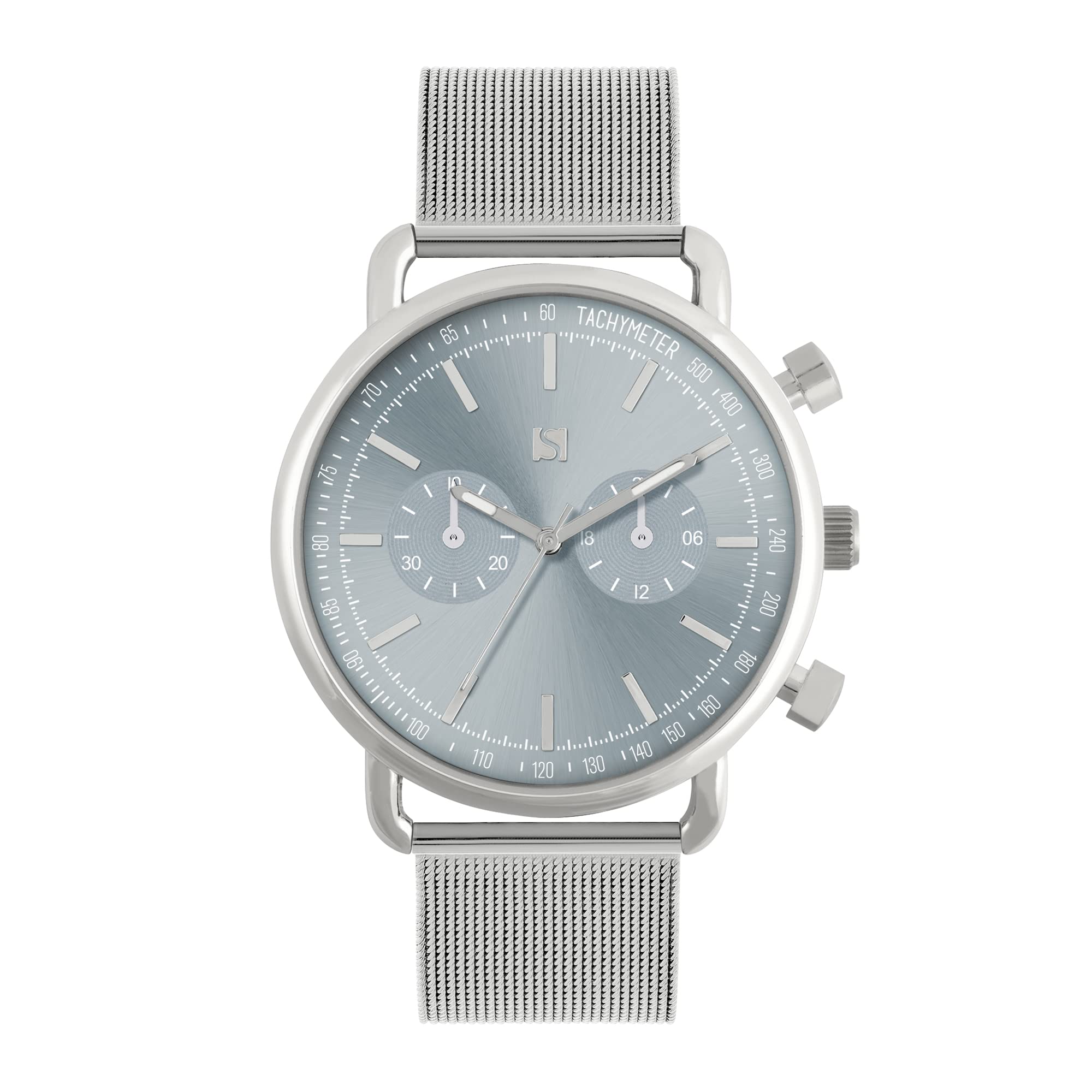 Spirit Gent's Silver Mesh Strap Watch with Blue Dial ASPG55