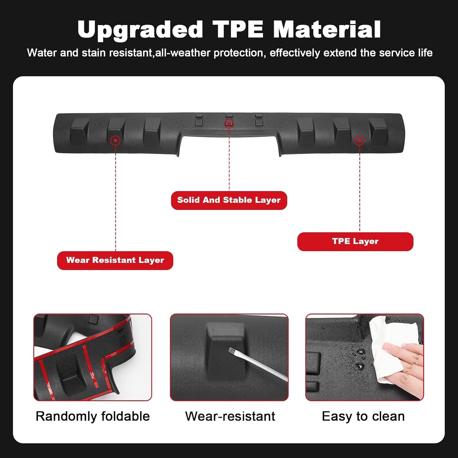 Rear Roof Protector Fit for Dodge RAM 1500 2013-2018 Upgraded TPE Truck Cab Rear Spoiler Roof Spoiler Replacement for Dodge Ram 1500 Accessories