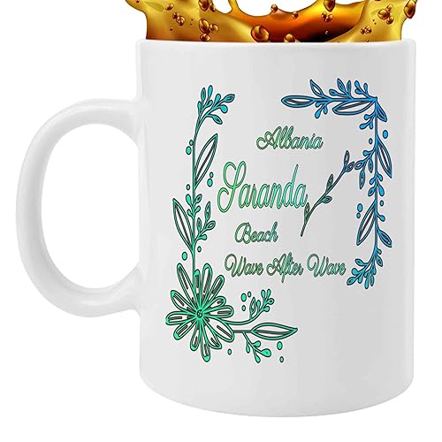 Inspirational Gift Albania Beach Inspired Gift for Travelers, Father's Day Treat for Nature Lovers - Saranda Quote on Menwomengray 11 Oz White
