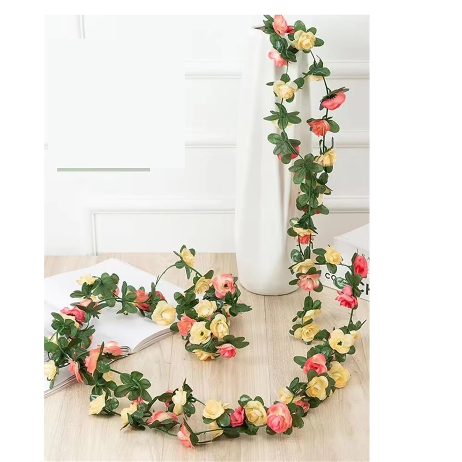 LuoAXINN Artificial Rose Vine 2Pcs Artificial Purple Rose Flower Garland