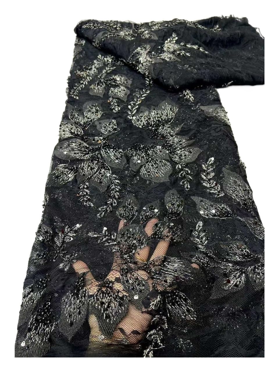 Tissu perlé Floral à paillettes, tissu de robe en dentelle, matériel 5 mètres