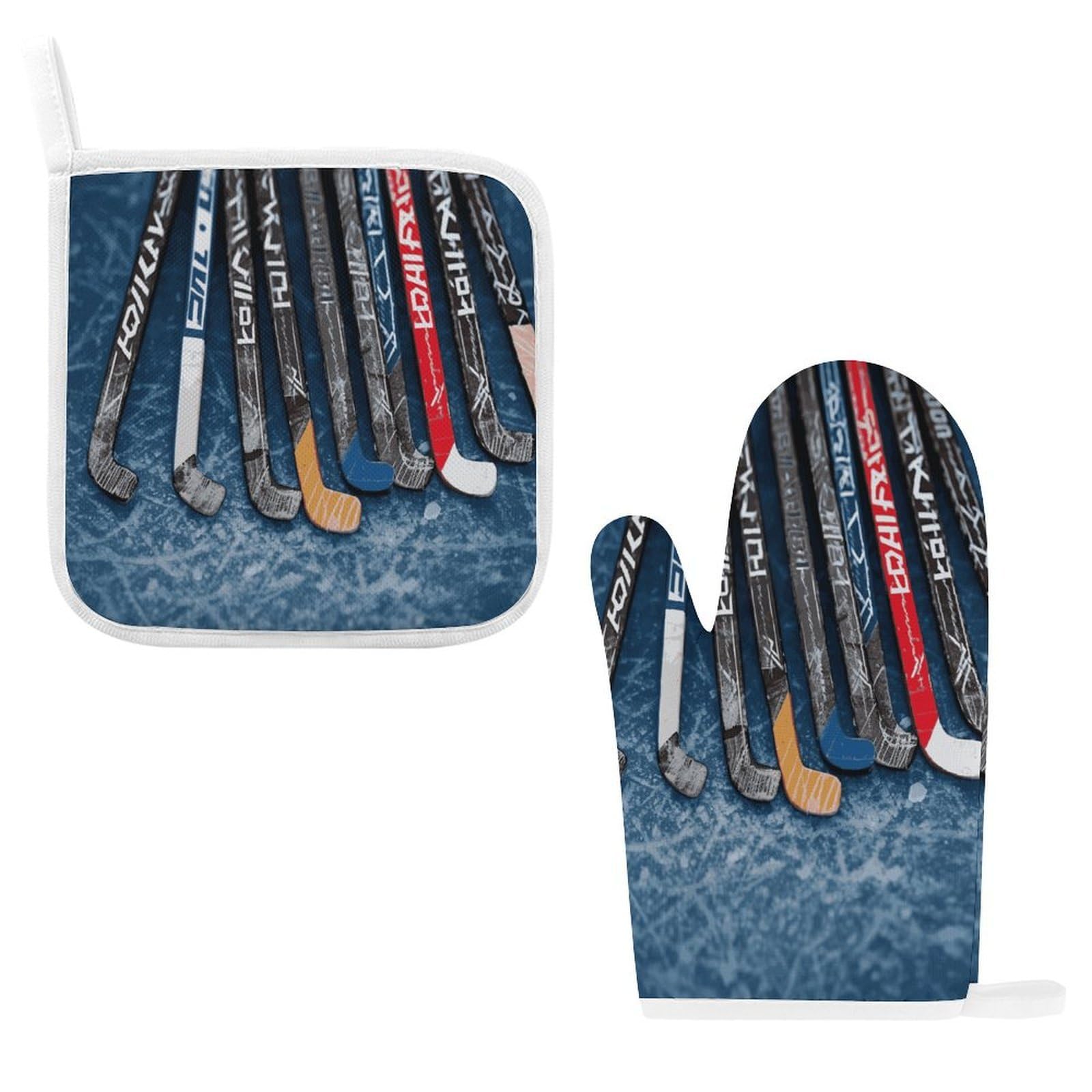 Btcowzrv Style Ice Hockey Sticks Oven Mitts And Pot Holders 2Pcs Set