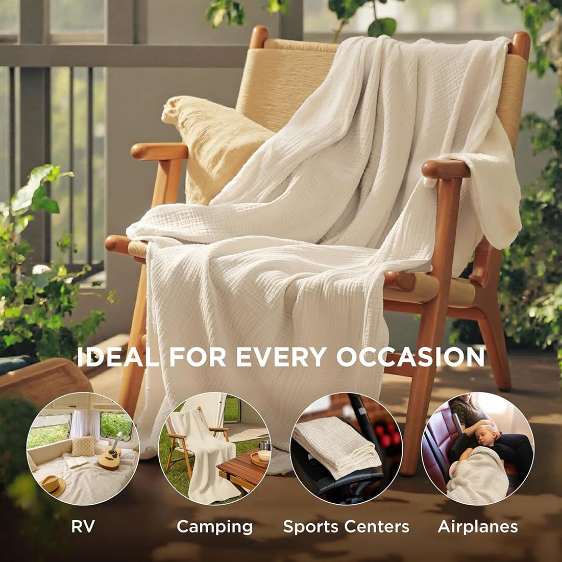 Muslin Blanket Adult,4-Layer Soft Breathable Muslin Throw for Couch, Sofa & Bed,Summer Cooling Lightweight 100% Cotton Blankets for Adults & Baby (Purple,230 * 230cm)