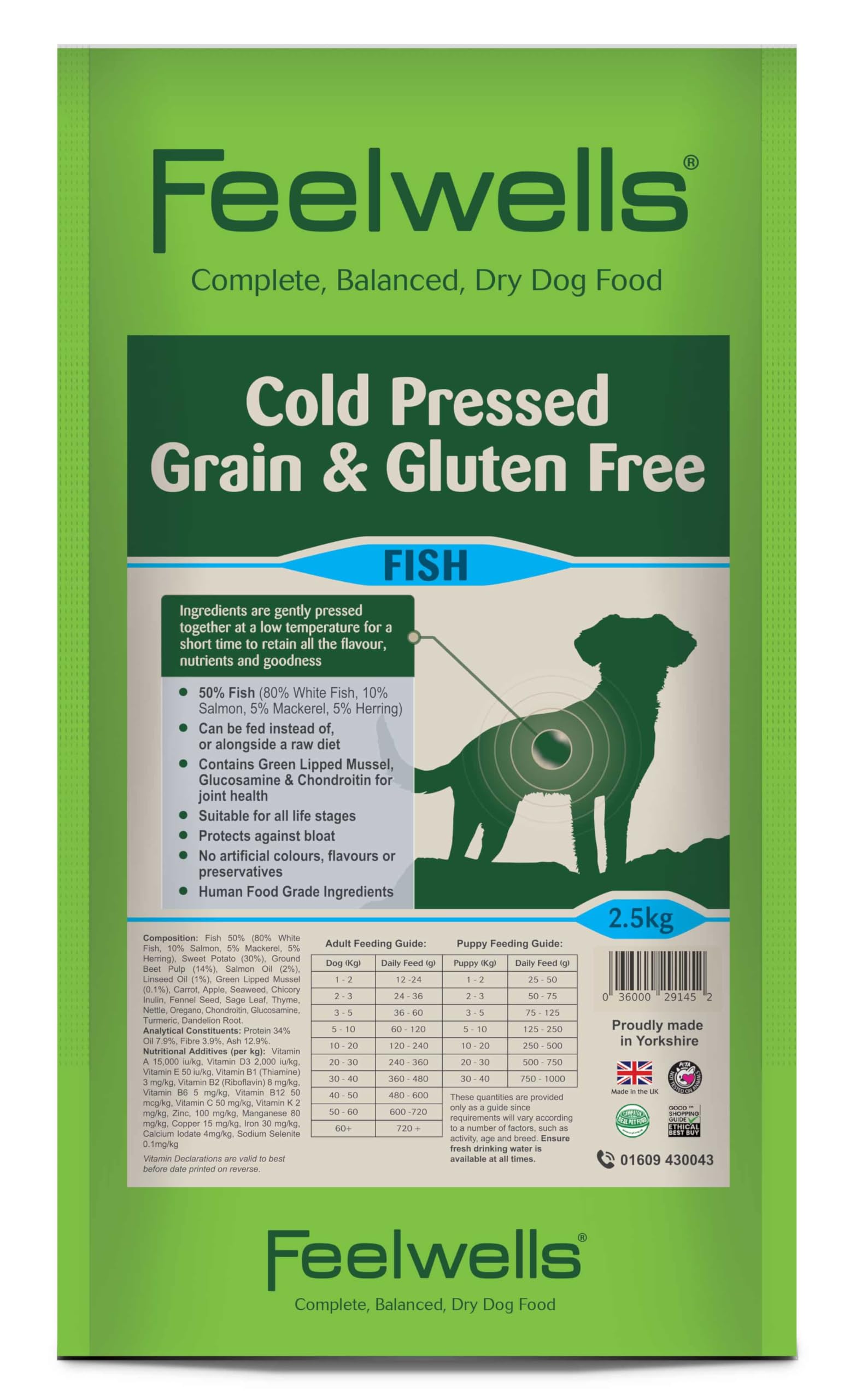 Feelwells Grain & Gluten Free Cold Pressed Dog Food Fish 2.5kg