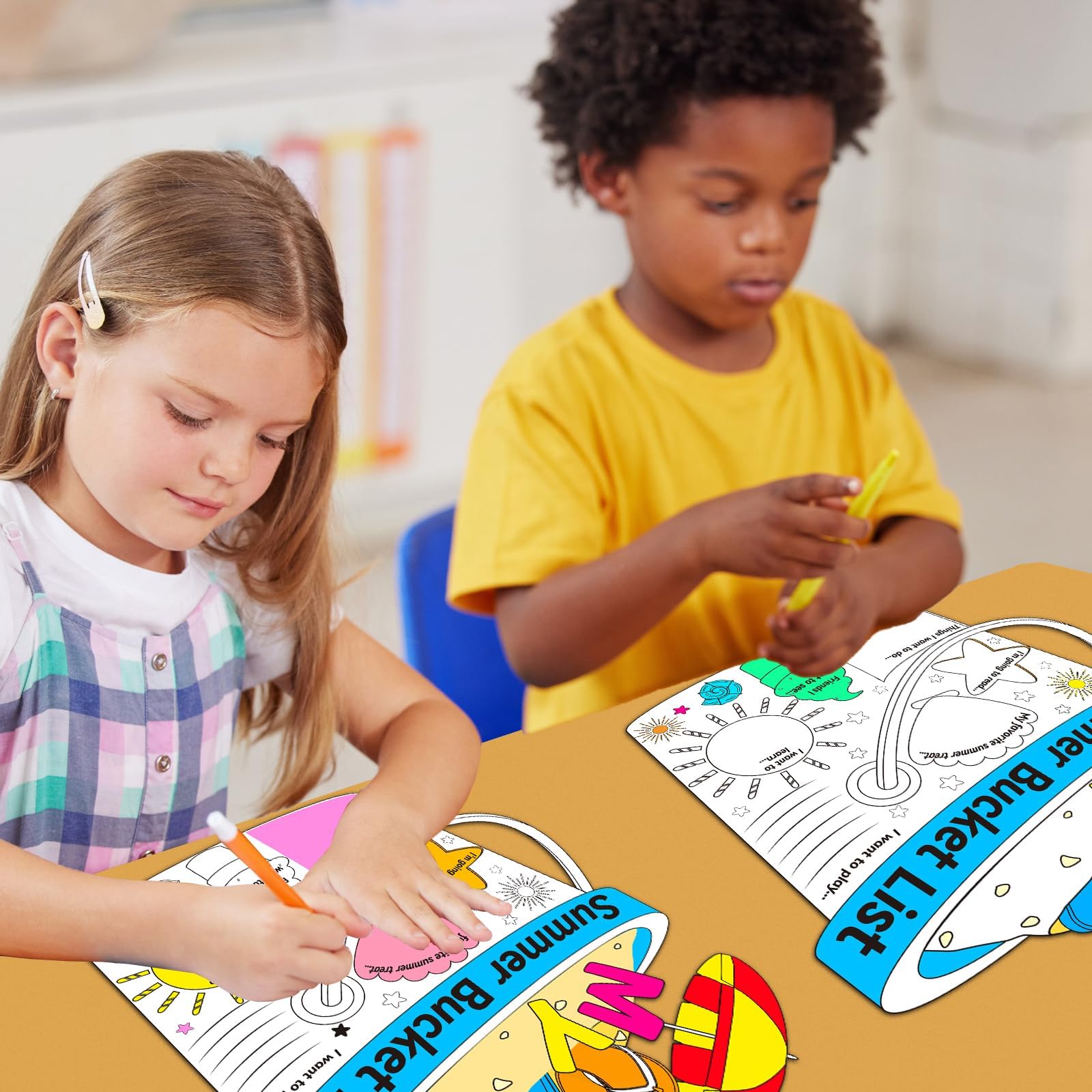 CHUNNIN 40 PCS Summer Activity Poster for Kids & Classroom, Unframed Round Cartoon Wall Art, Summer Bucket List Activity Poster for Camp, Elementary School, Birthday Parties - Image 5