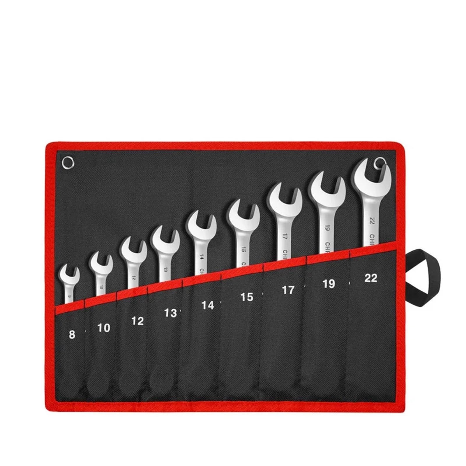 Bcxzppqdl 9Pcs(8-22Mm) Ratcheting Combination Wrench Set Metric Flexible Head Spanner Set Chrome Vanadium Steel Cr-V Flex-Head Ratchet Wrench Set(9Pcs(8-22Mm))